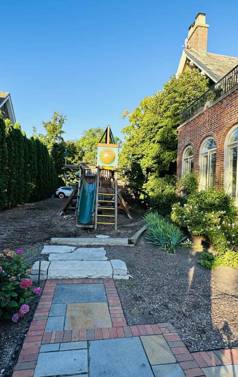 Prepping the land for gravel and stone.
