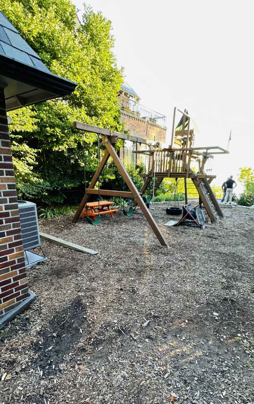 Prepping the land for gravel and stone.