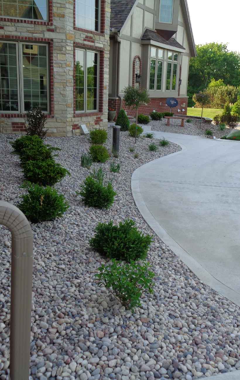 View of finished patio and fireplace.